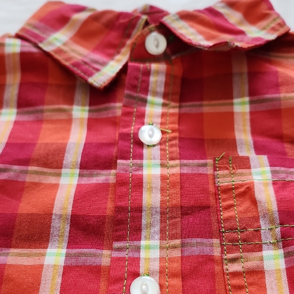 Kids Headquarters Red and White Plaid Button Down Shirt - Picture 5 of 6